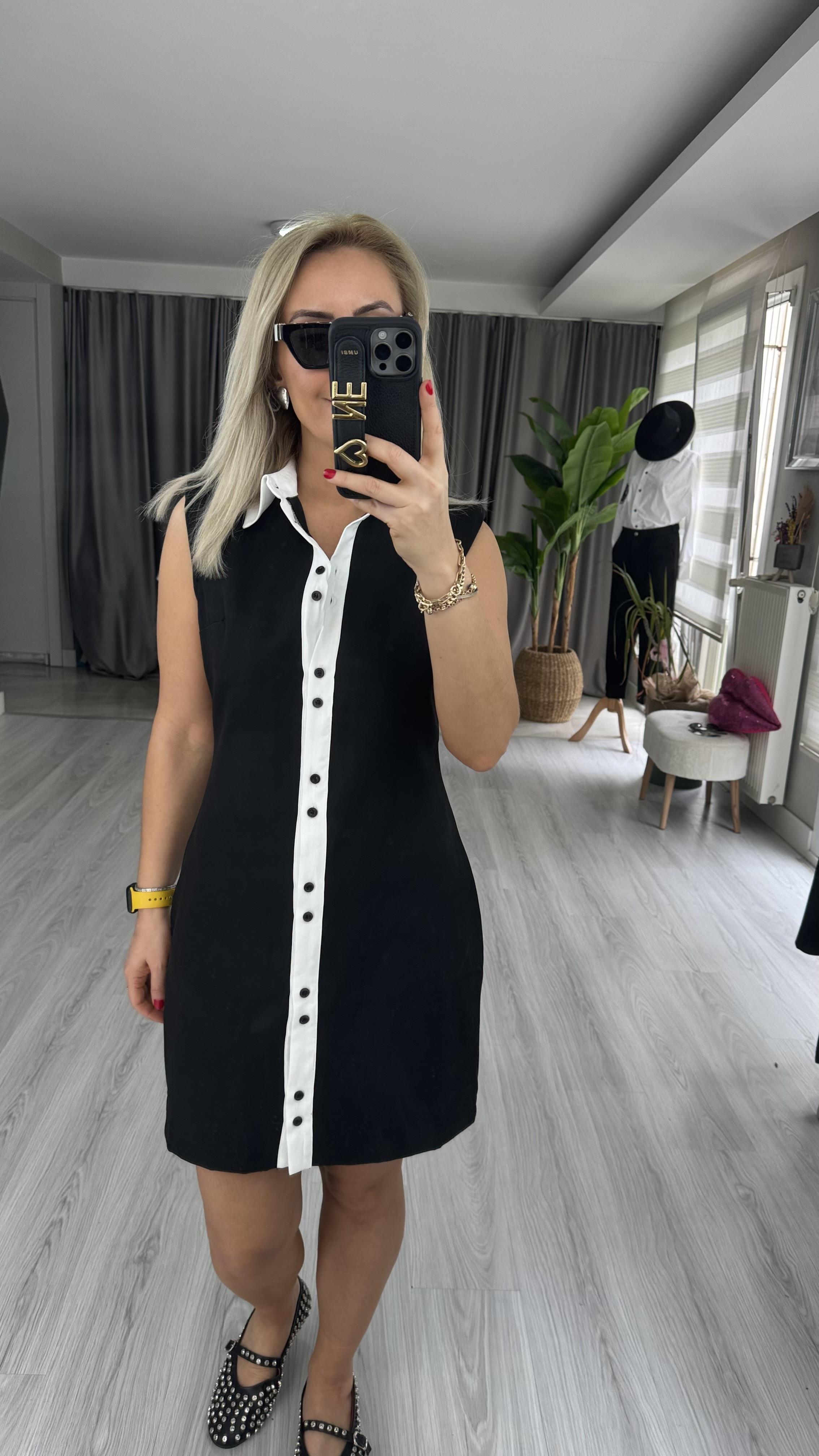 ORJİNAL MODEL SİYAH GÖMLEK ELBİSE