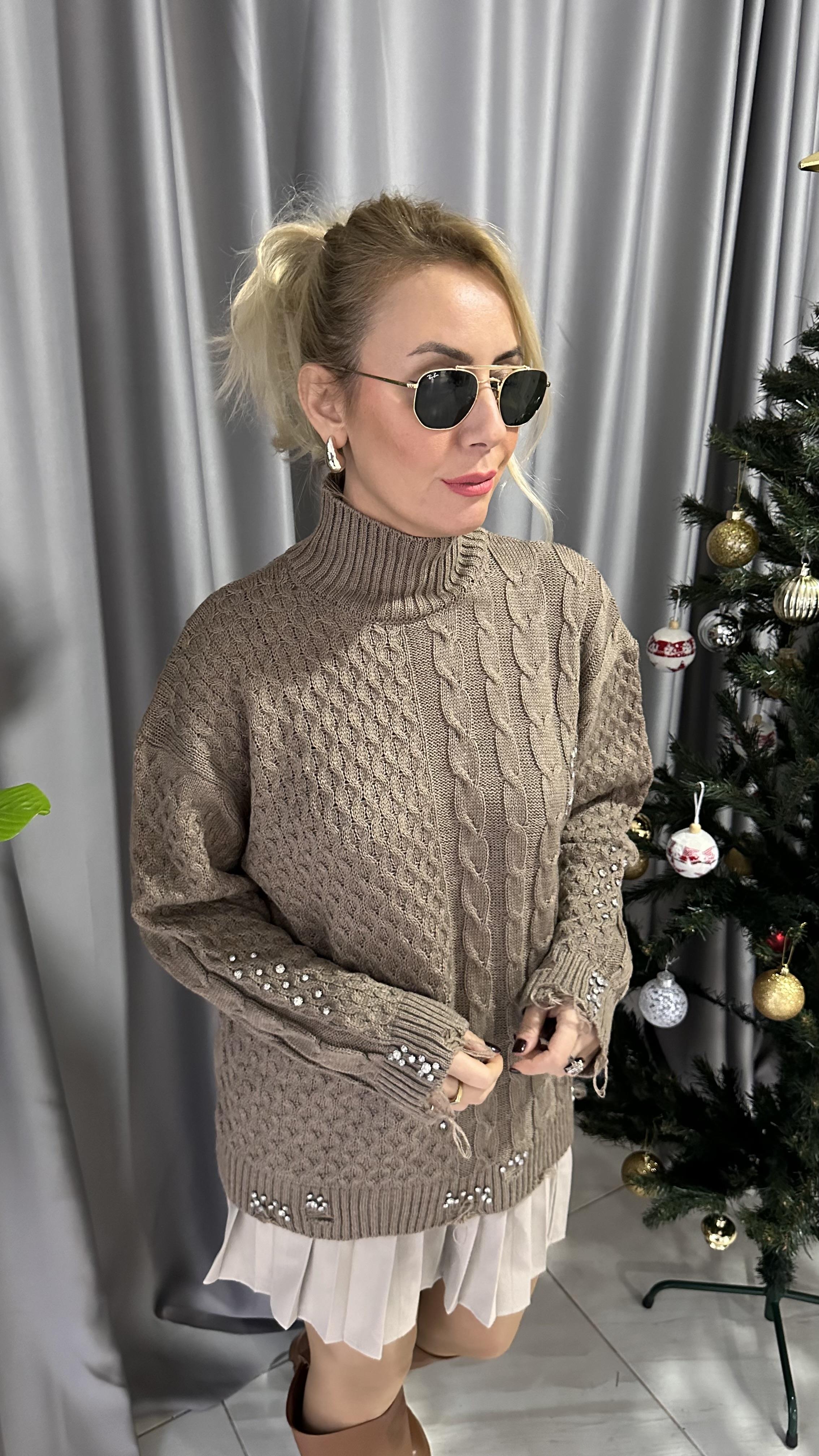 ORJİNAL MODEL TAŞ DETAYLI BALIKÇI VİZON TRİKO