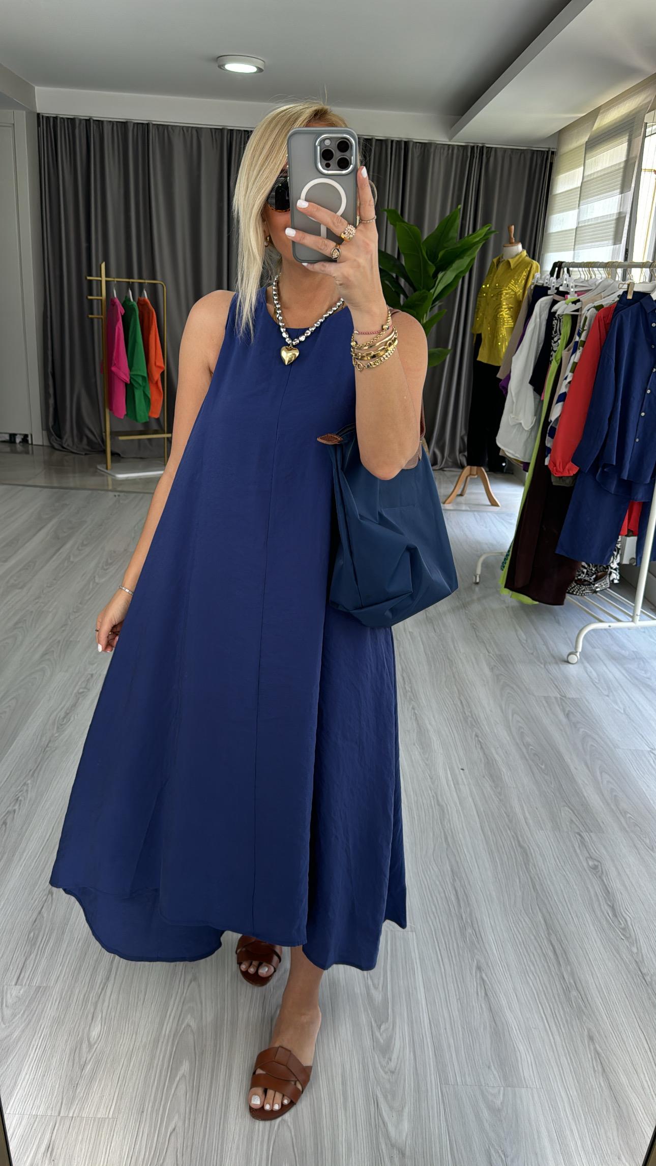 ORJİNAL MODEL TENCEL LACİVERT ELBİSE