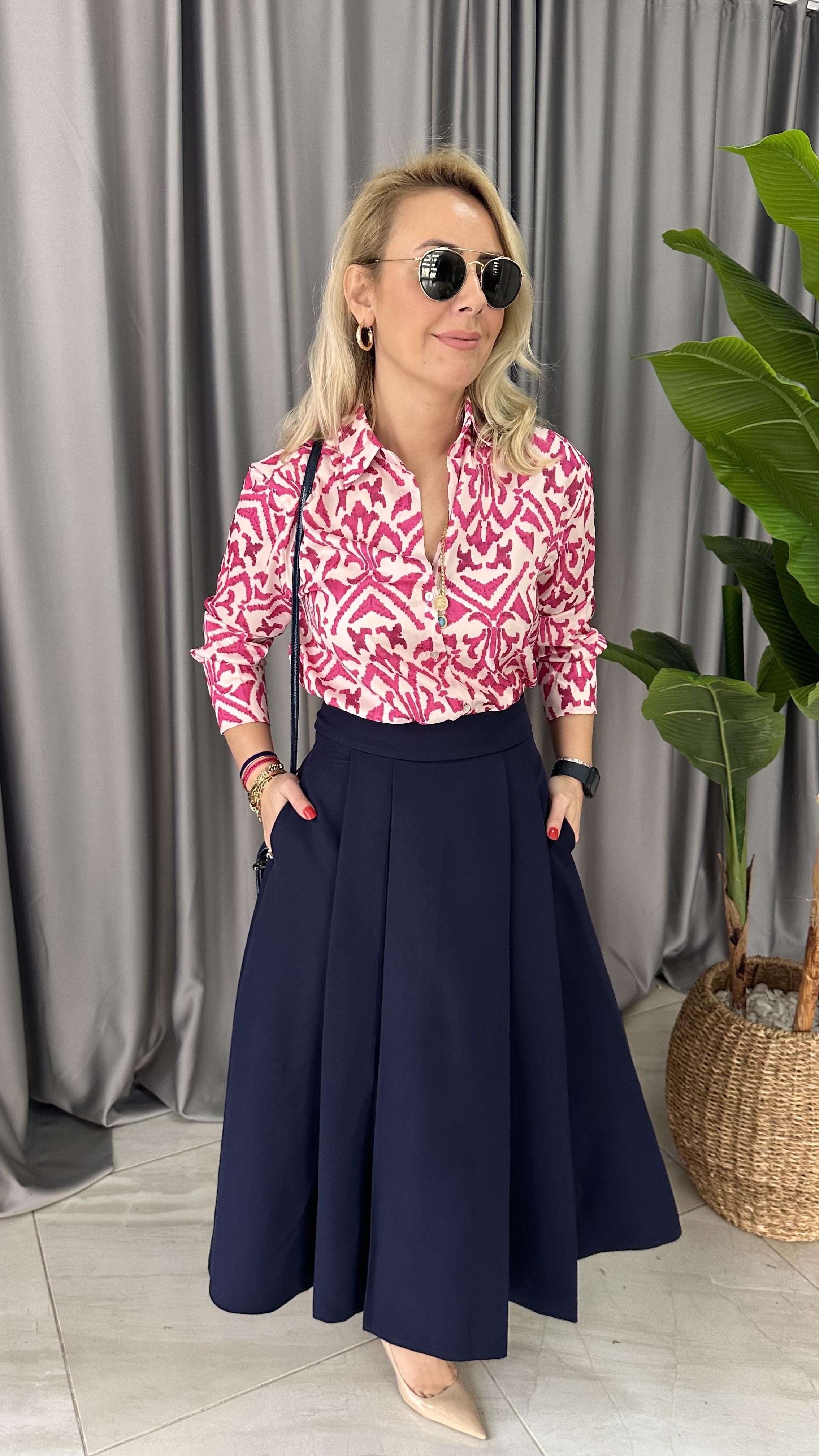 PİLELİ KLOŞ MİDİ BOY LACİVERT ETEK