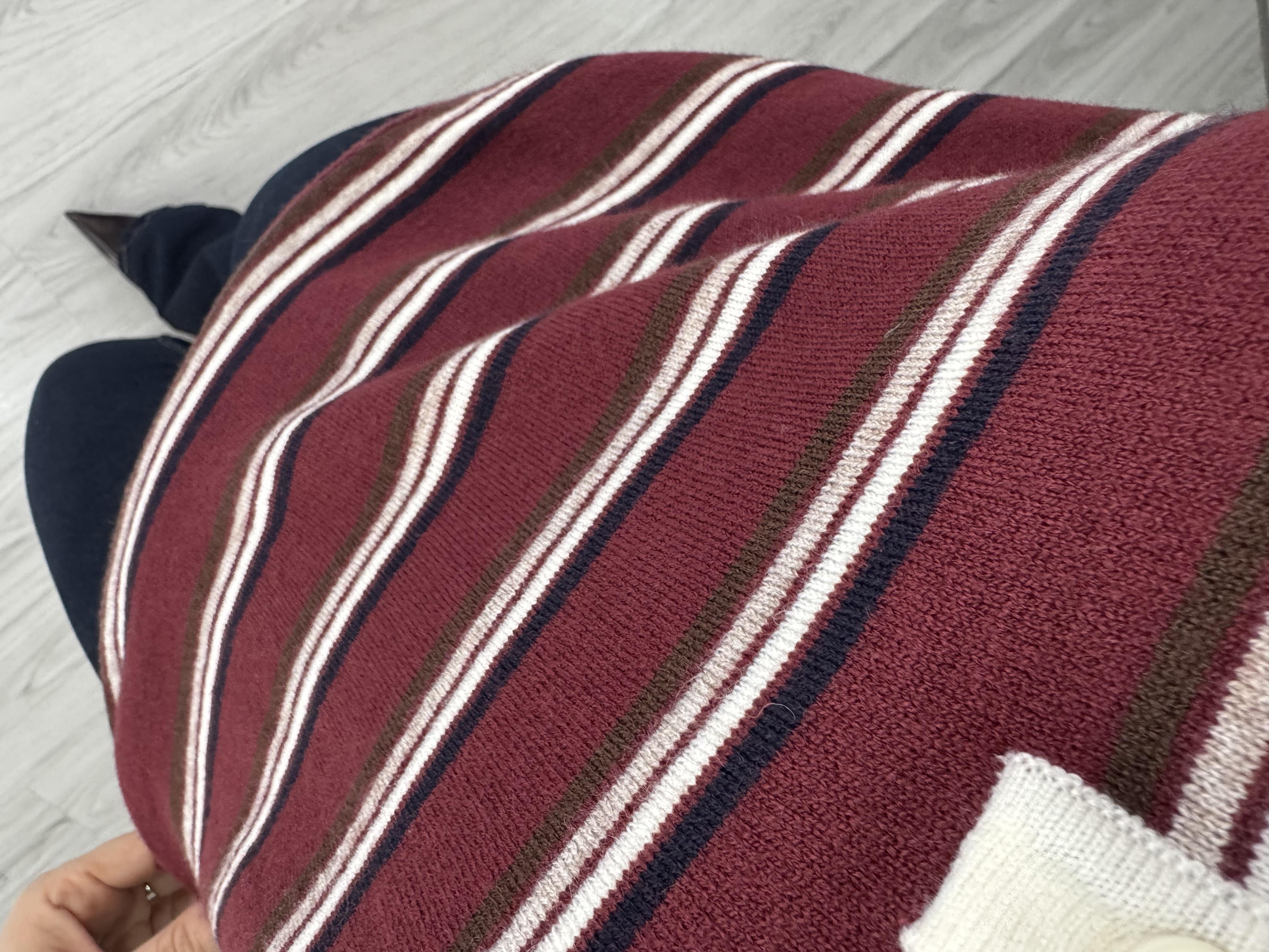 Polo Yaka Çizgili Yumuşacık Bordo Dilvin Triko