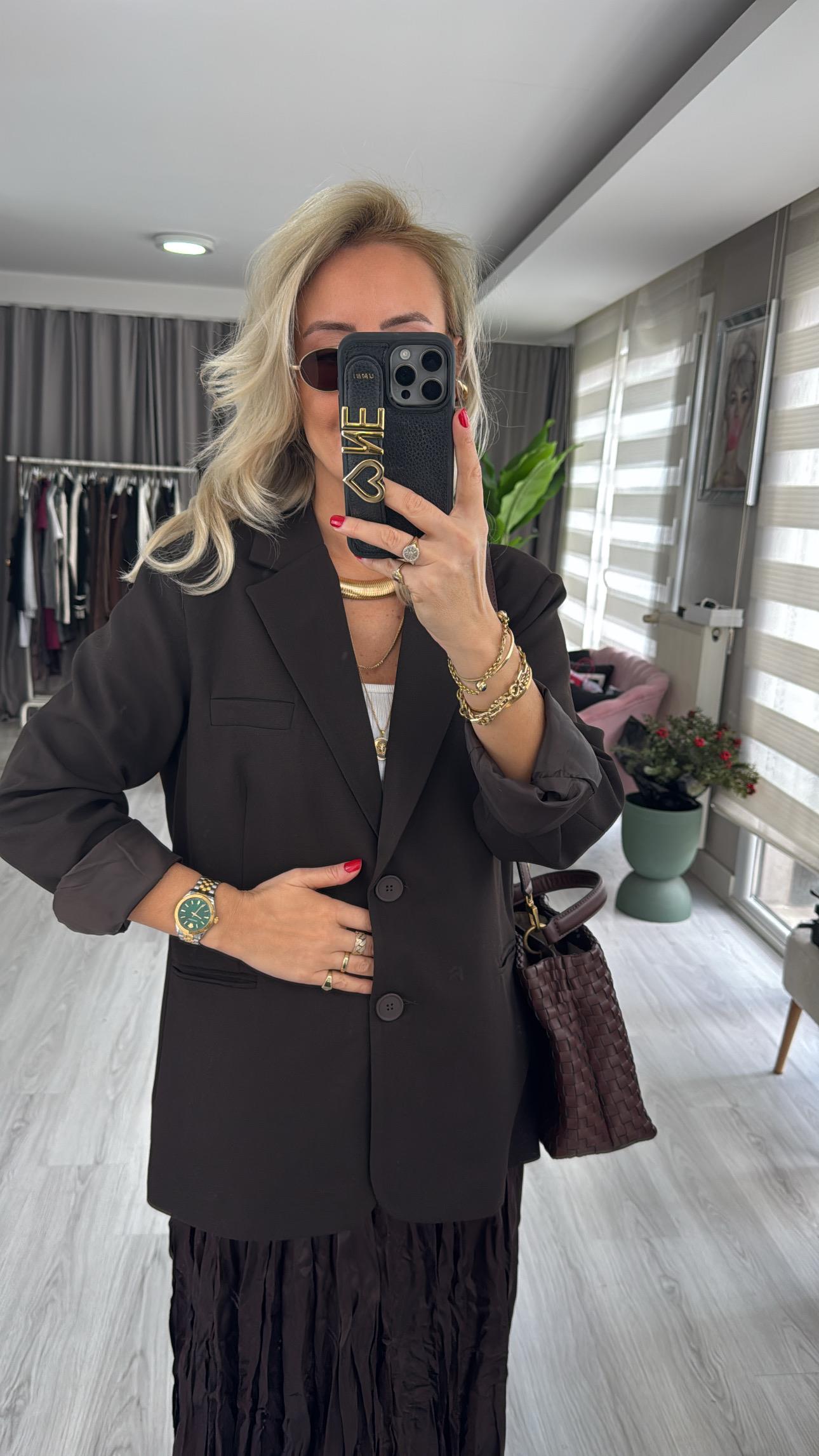 Premium Seri Acı Kahve Blazer Ceket