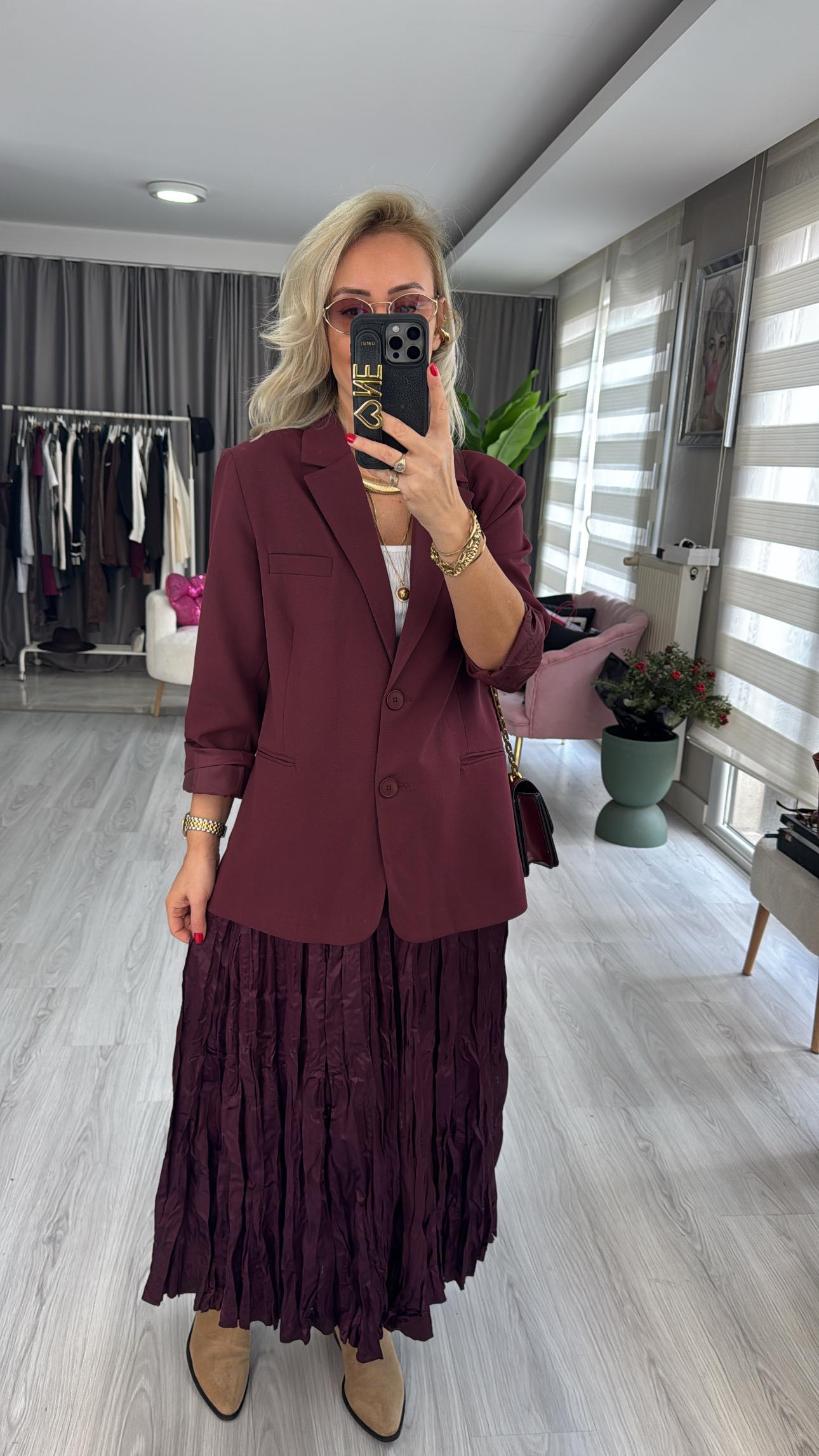 Premium Seri Bordo Blazer Ceket