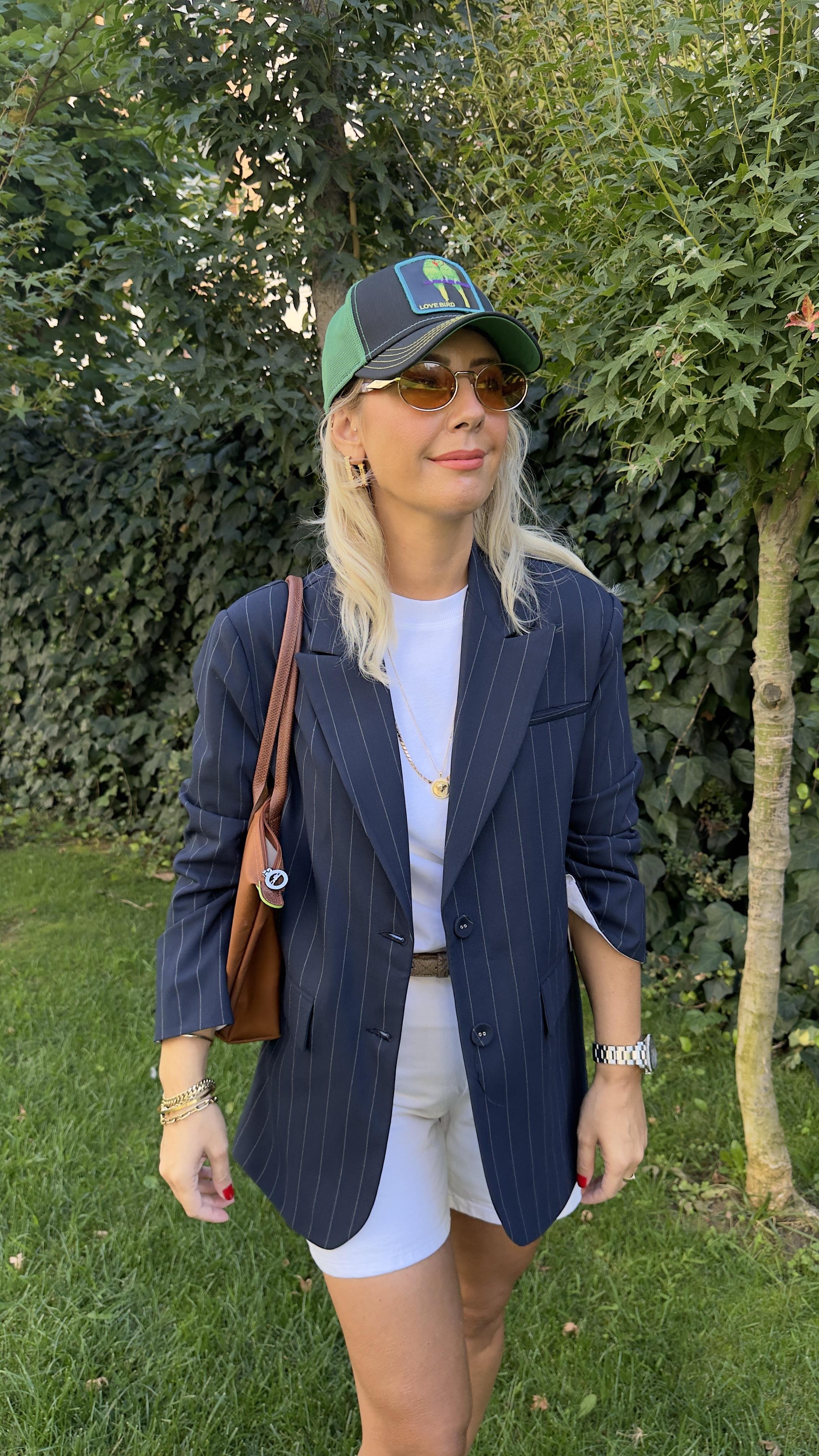 Premium Seri, Kendinden Çizgili Lacivert Ceket