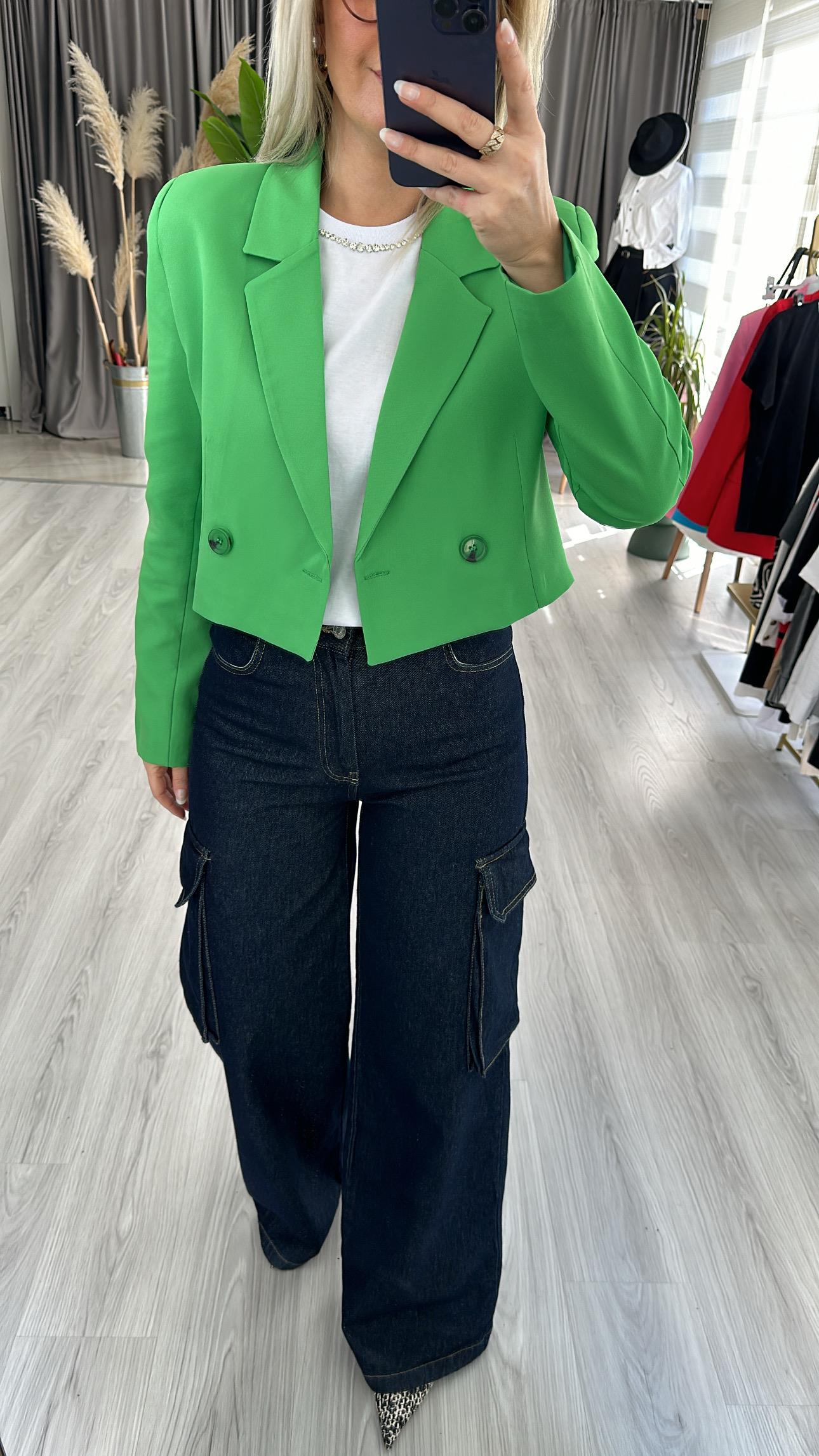 PREMİUM SERİ, KRUVAZE MODEL, TEK DÜĞMELİ YEŞİL CEKET