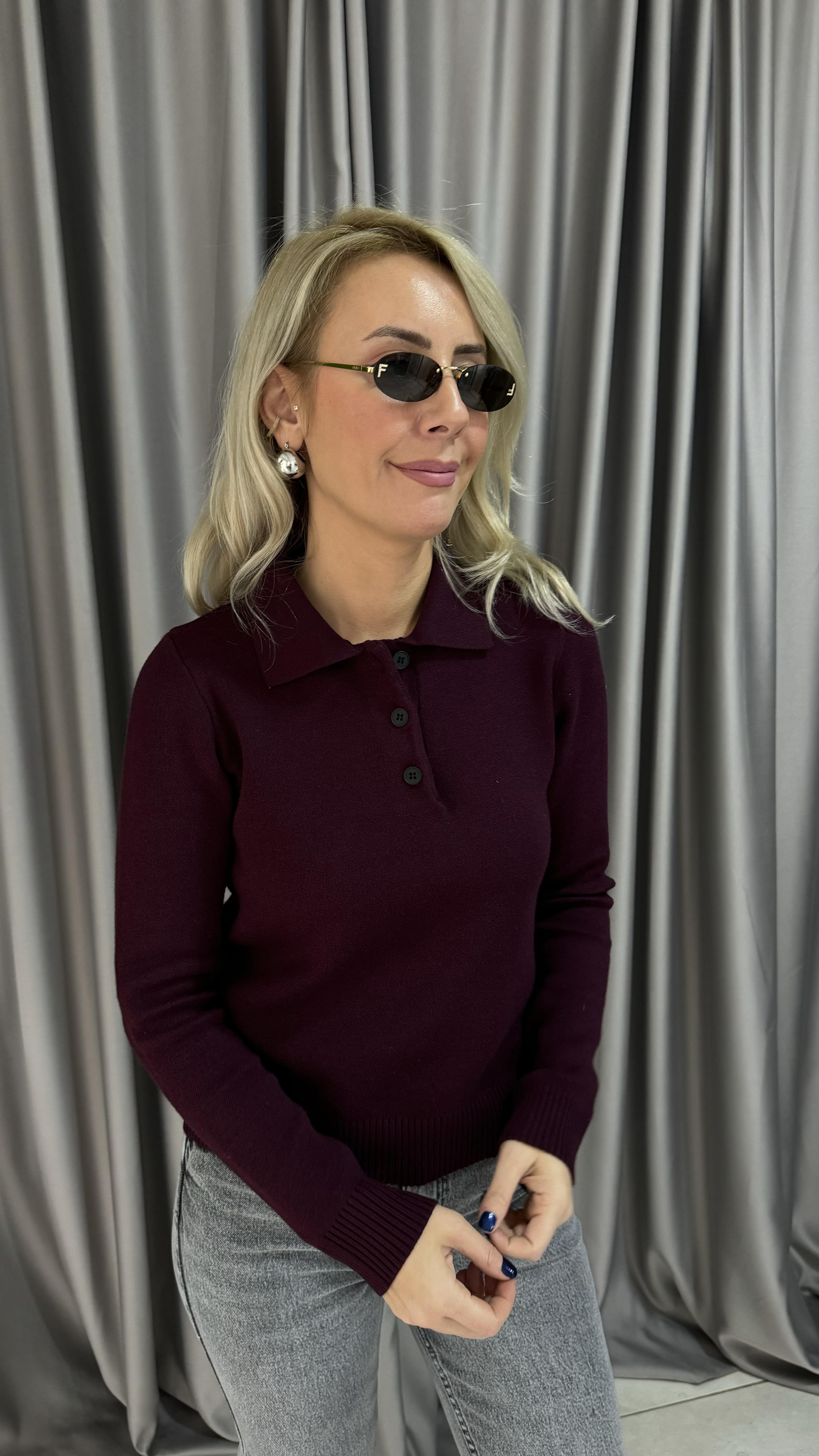 Premium Seri Polo Yaka Bordo Triko