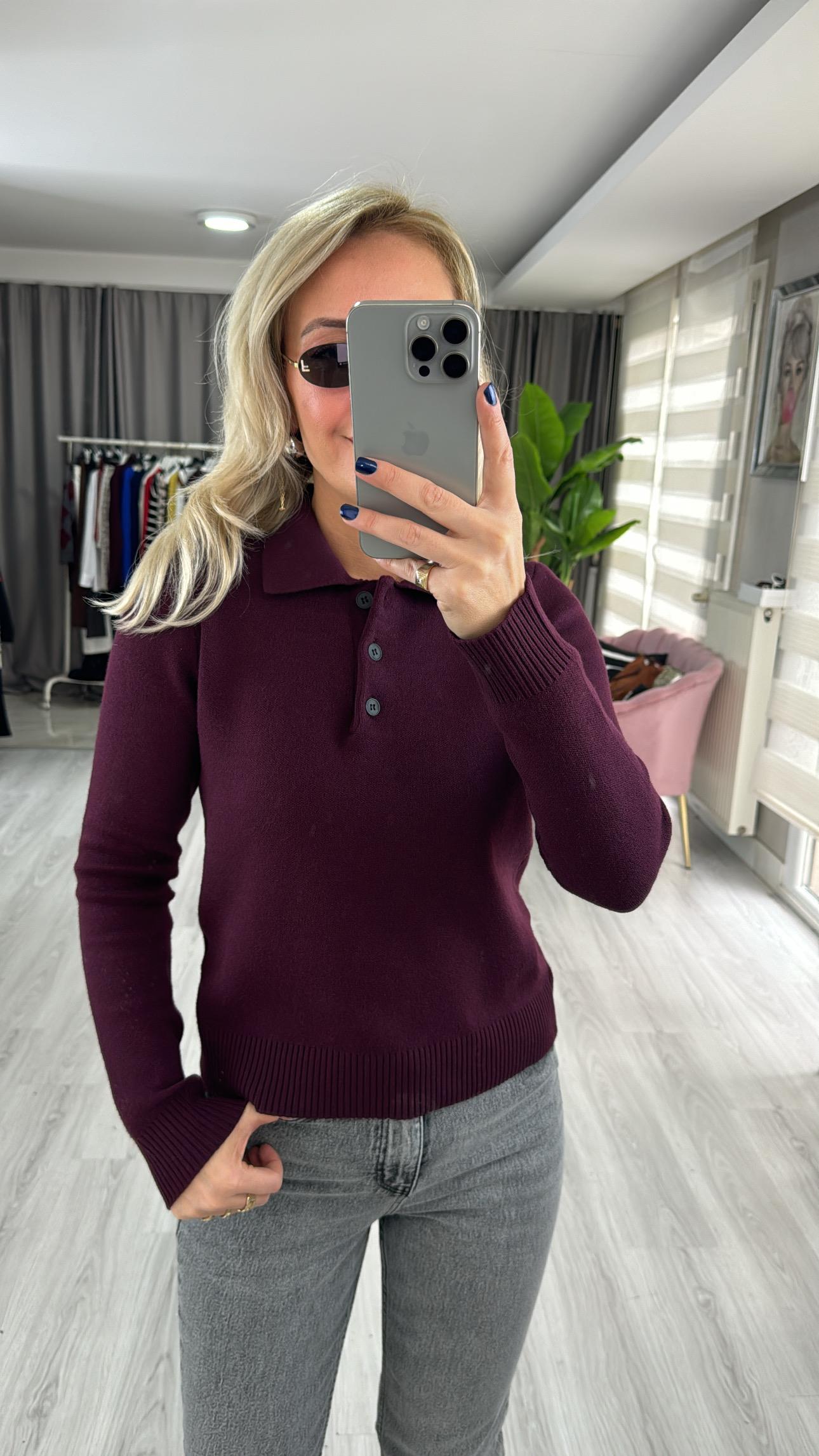 Premium Seri Polo Yaka Bordo Triko
