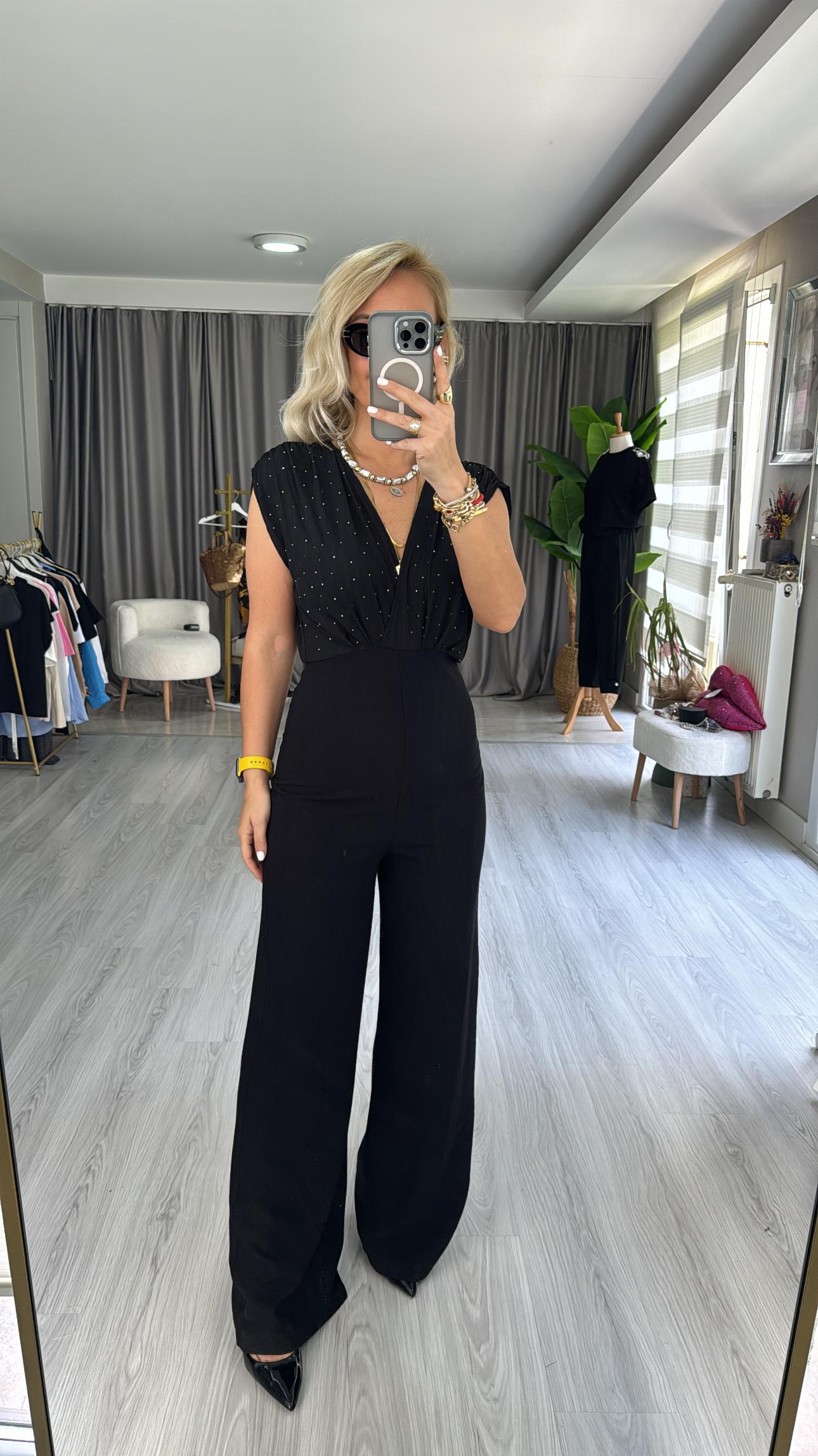 PREMİUM SERİ, TAŞLI SİYAH TULUM