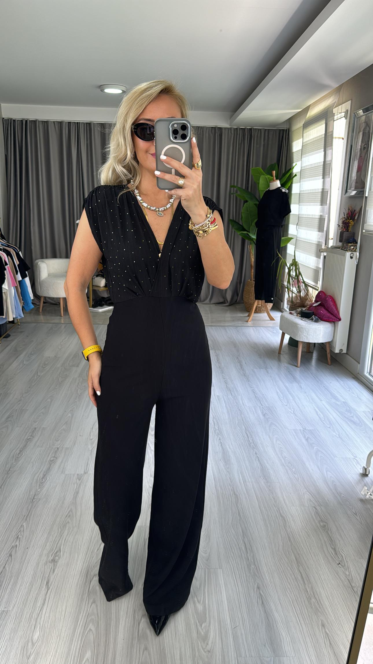 PREMİUM SERİ, TAŞLI SİYAH TULUM