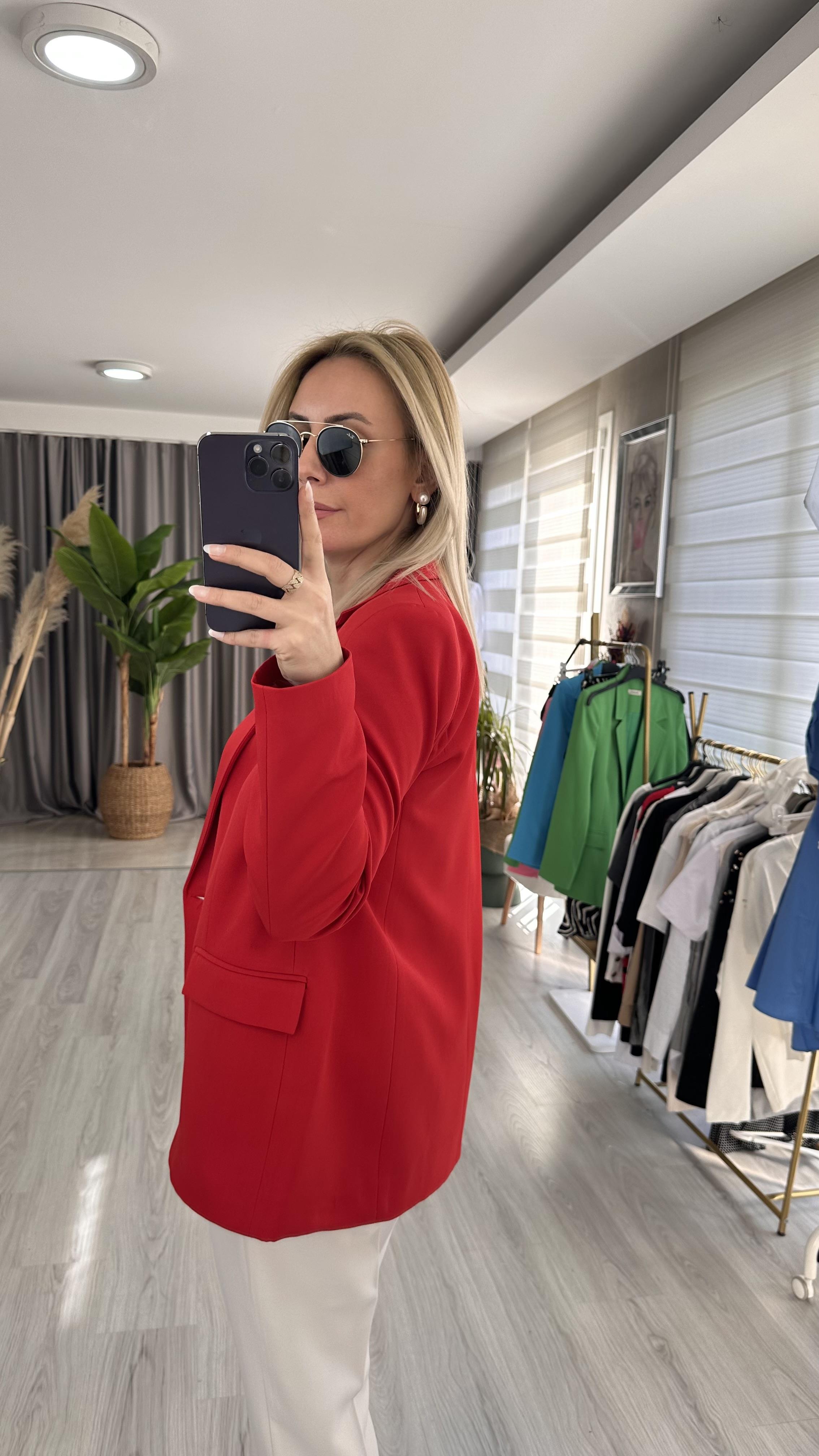 PREMİUM SERİ TEK DÜĞMELİ KIRMIZI CEKET 