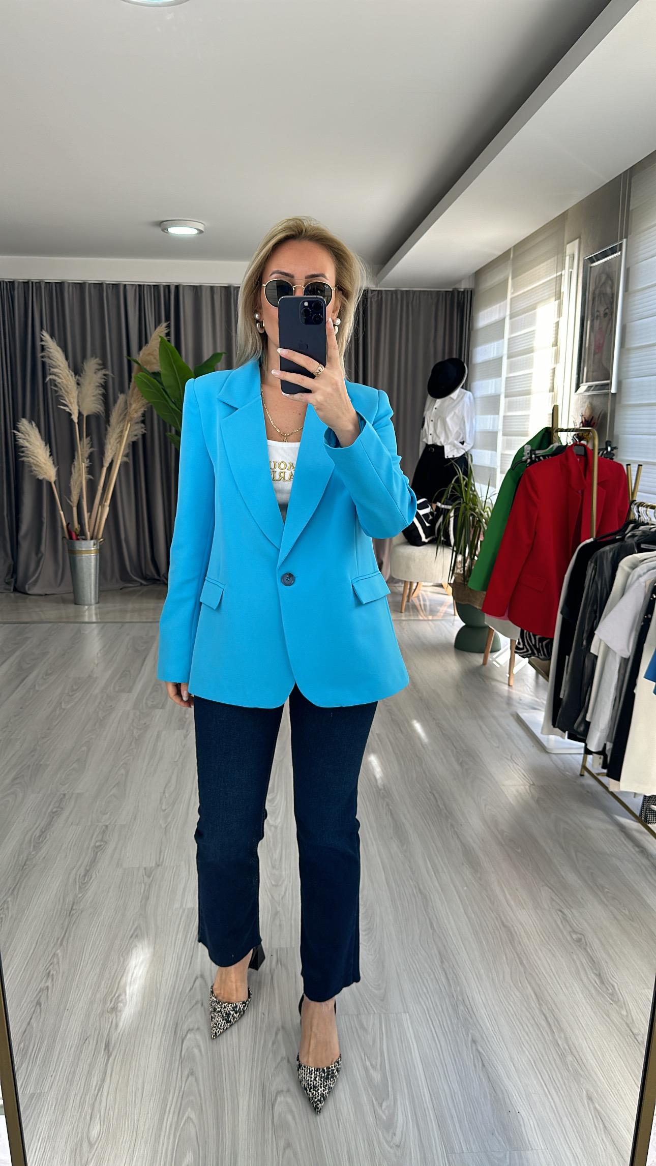 PREMİUM SERİ TEK DÜĞMELİ MAVİ CEKET