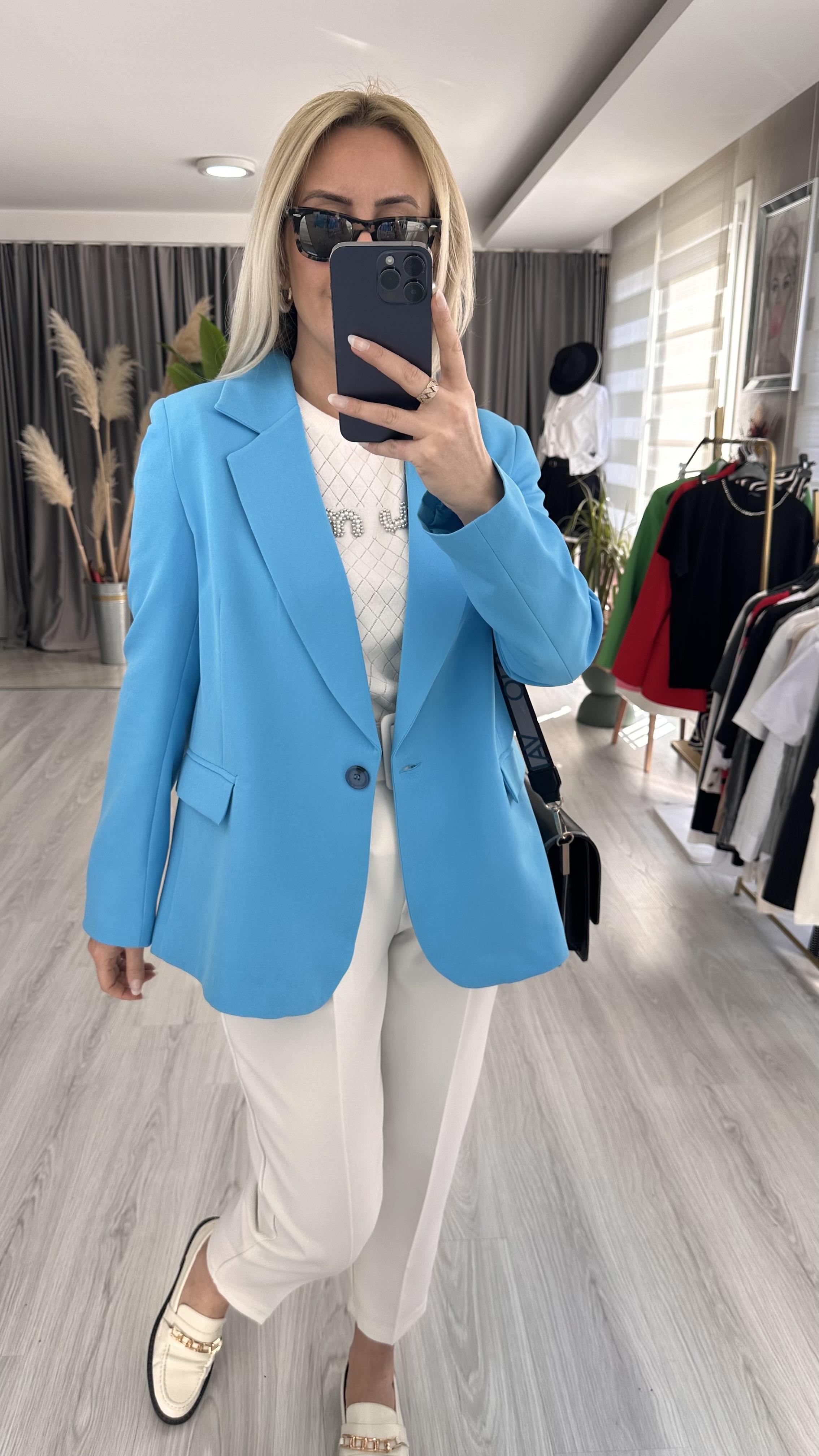 PREMİUM SERİ TEK DÜĞMELİ MAVİ CEKET