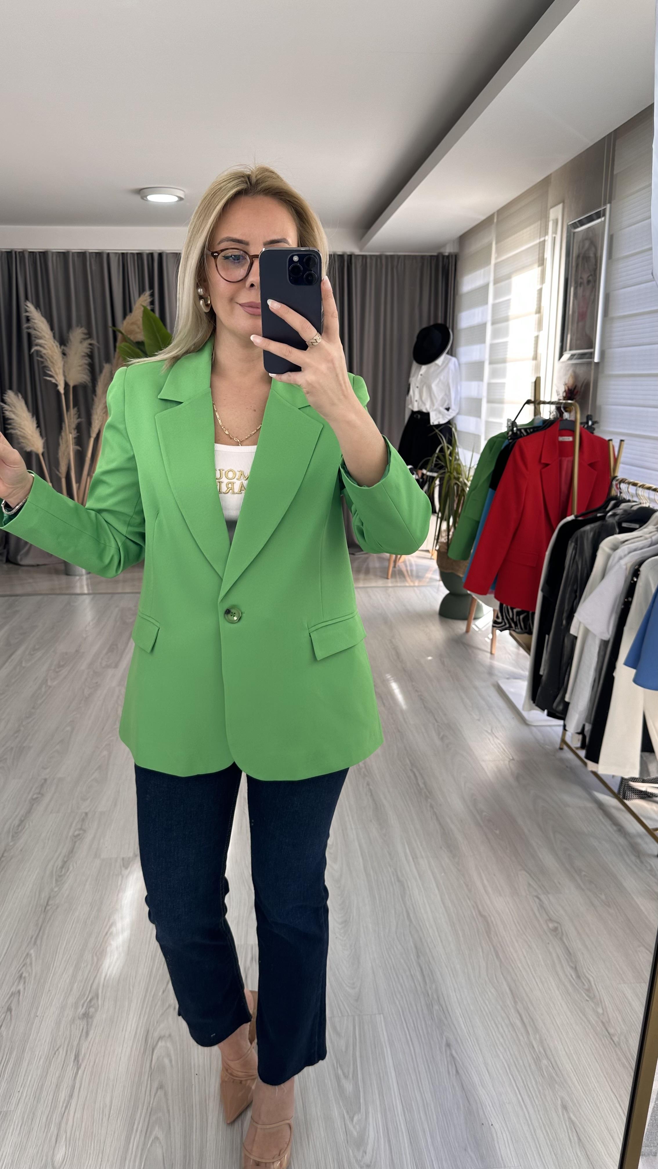 PREMİUM SERİ TEK DÜĞMELİ YEŞİL CEKET