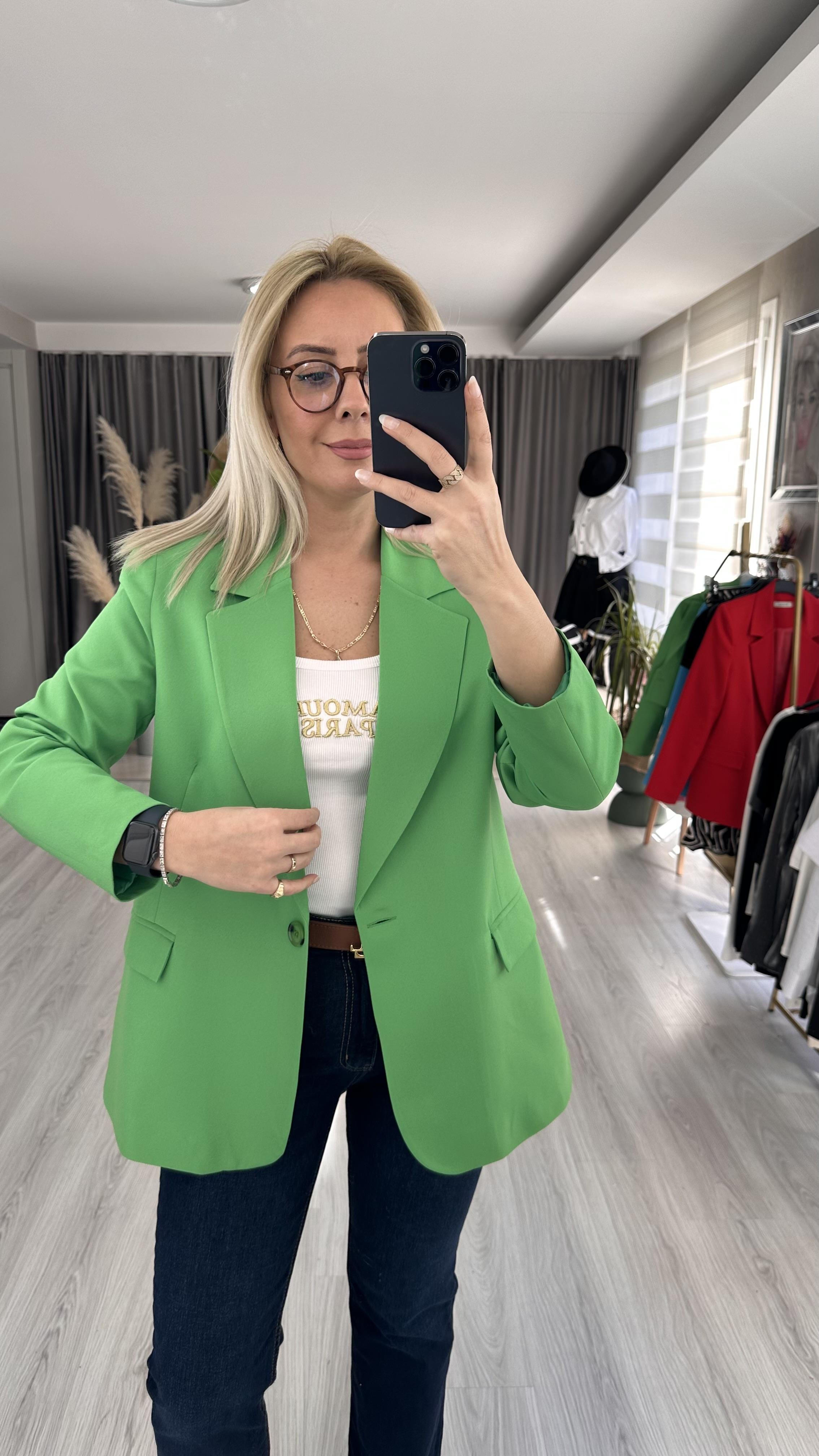 PREMİUM SERİ TEK DÜĞMELİ YEŞİL CEKET