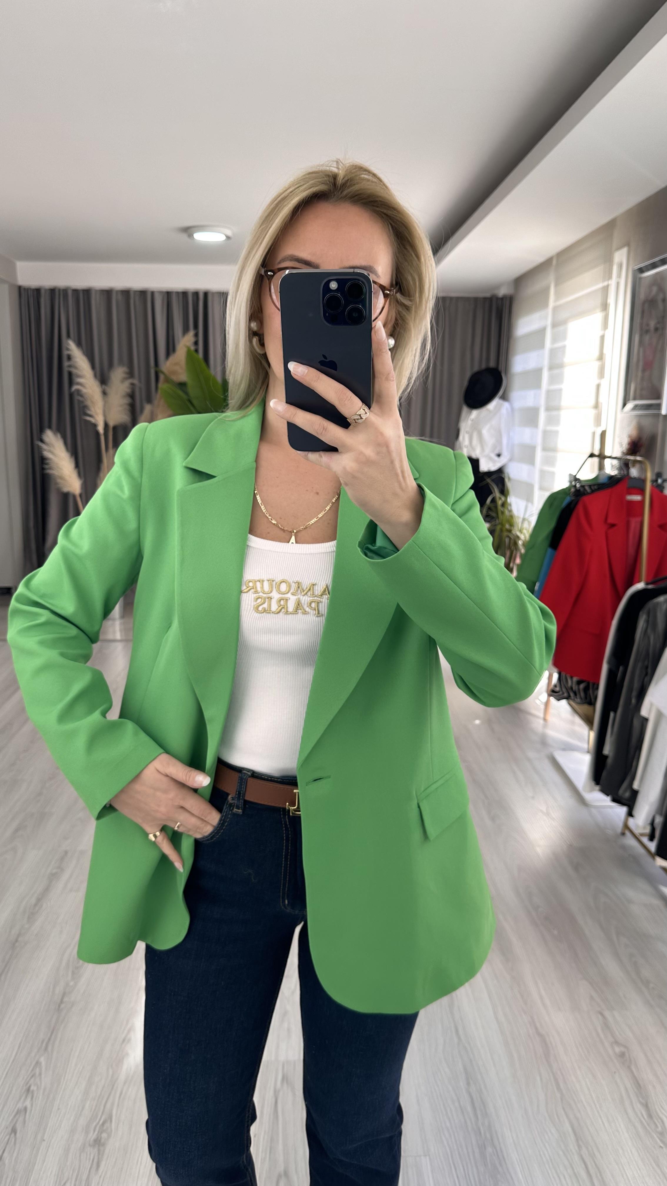 PREMİUM SERİ TEK DÜĞMELİ YEŞİL CEKET