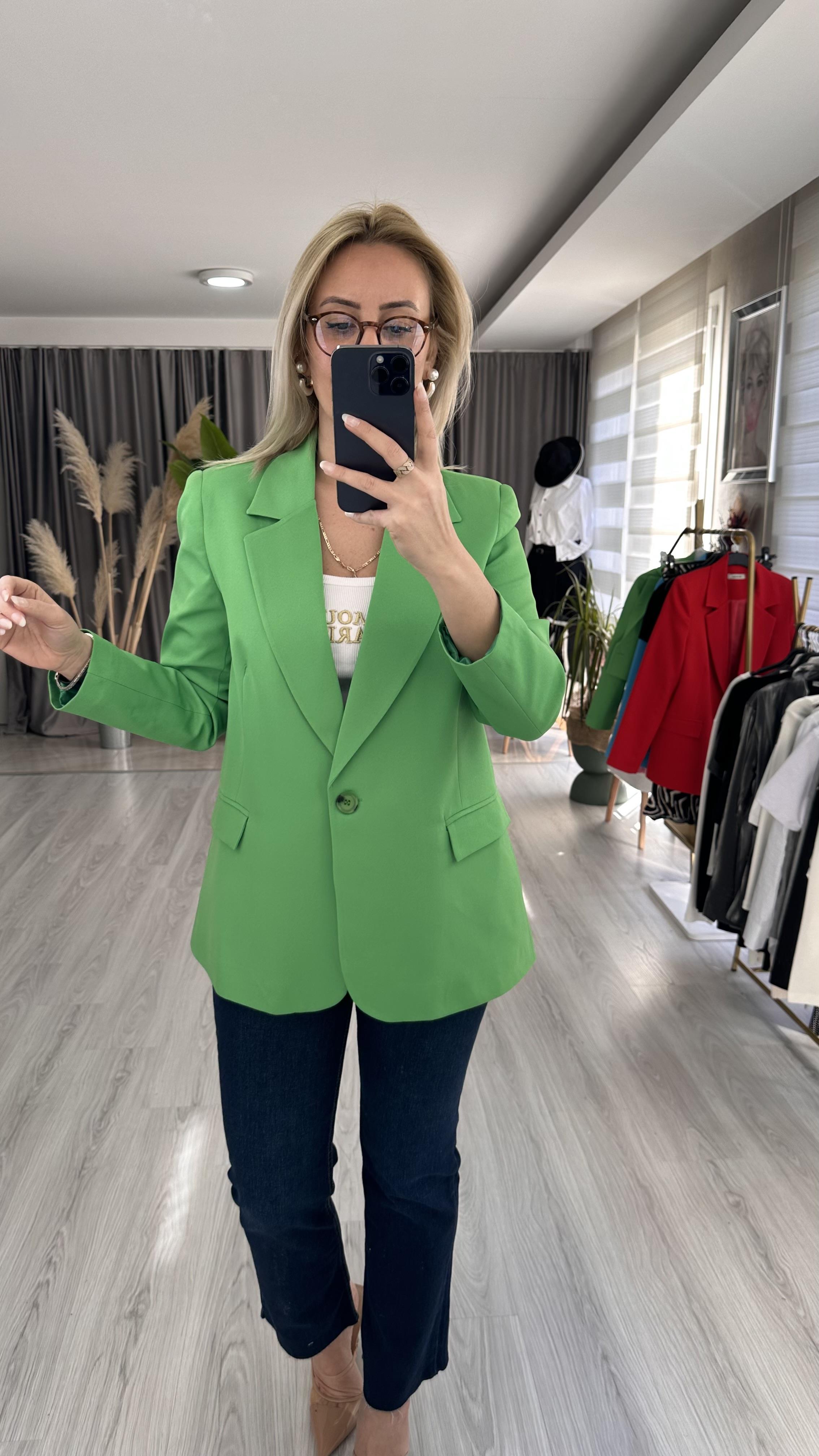 PREMİUM SERİ TEK DÜĞMELİ YEŞİL CEKET