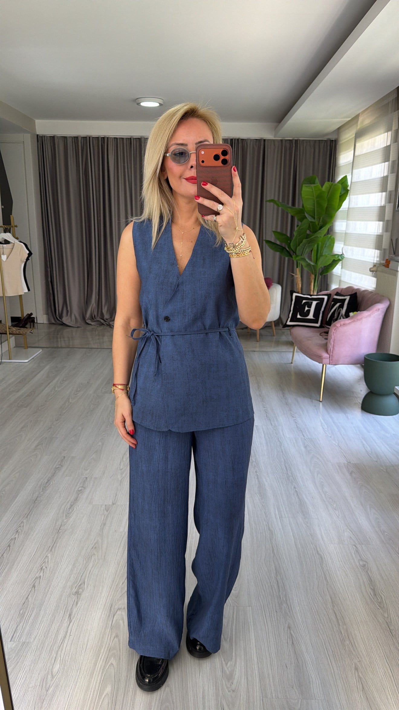 Premium Yelek Pantolon Mavi Takım