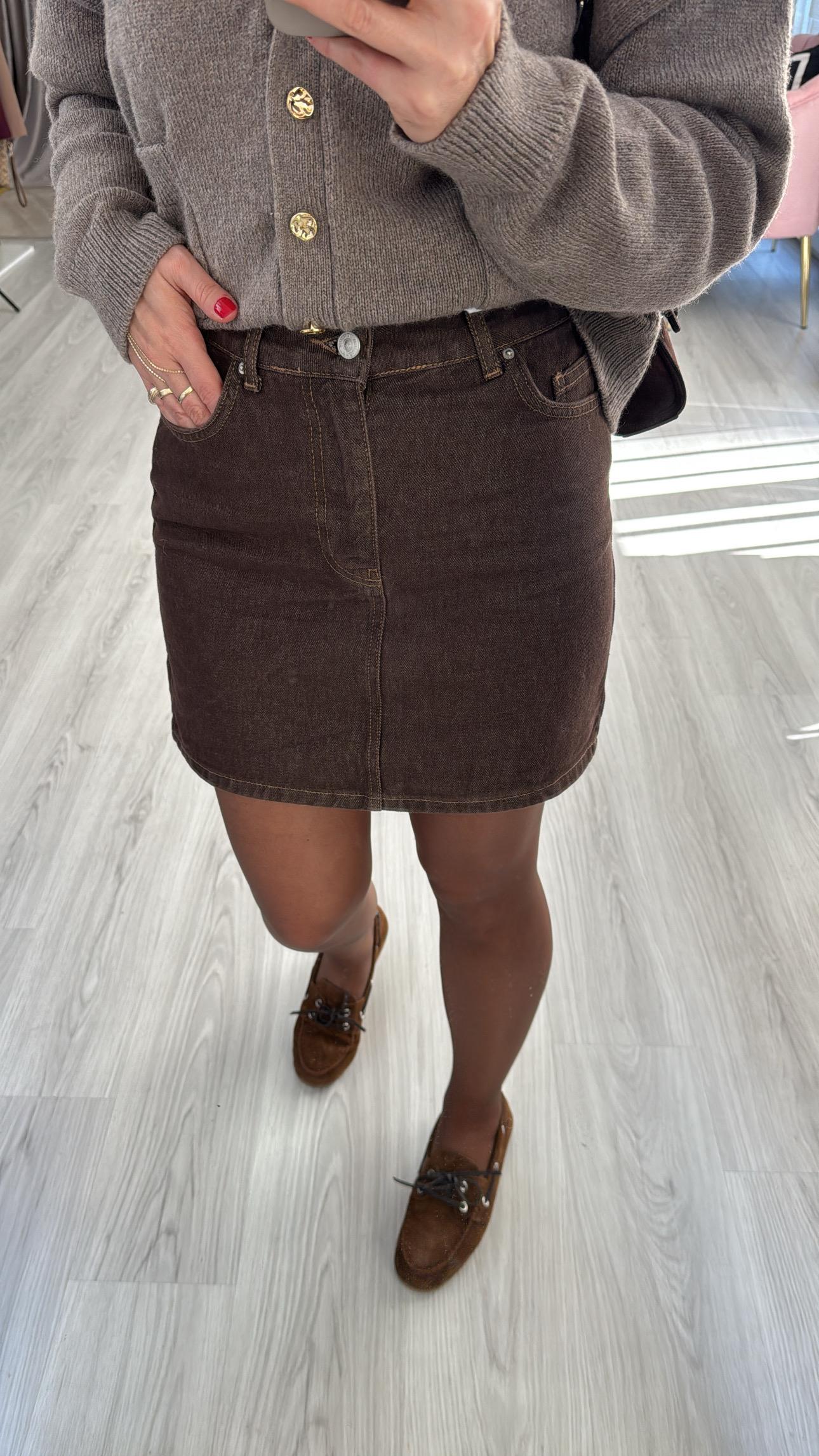 Şehir Boy Kahve Jean Etek