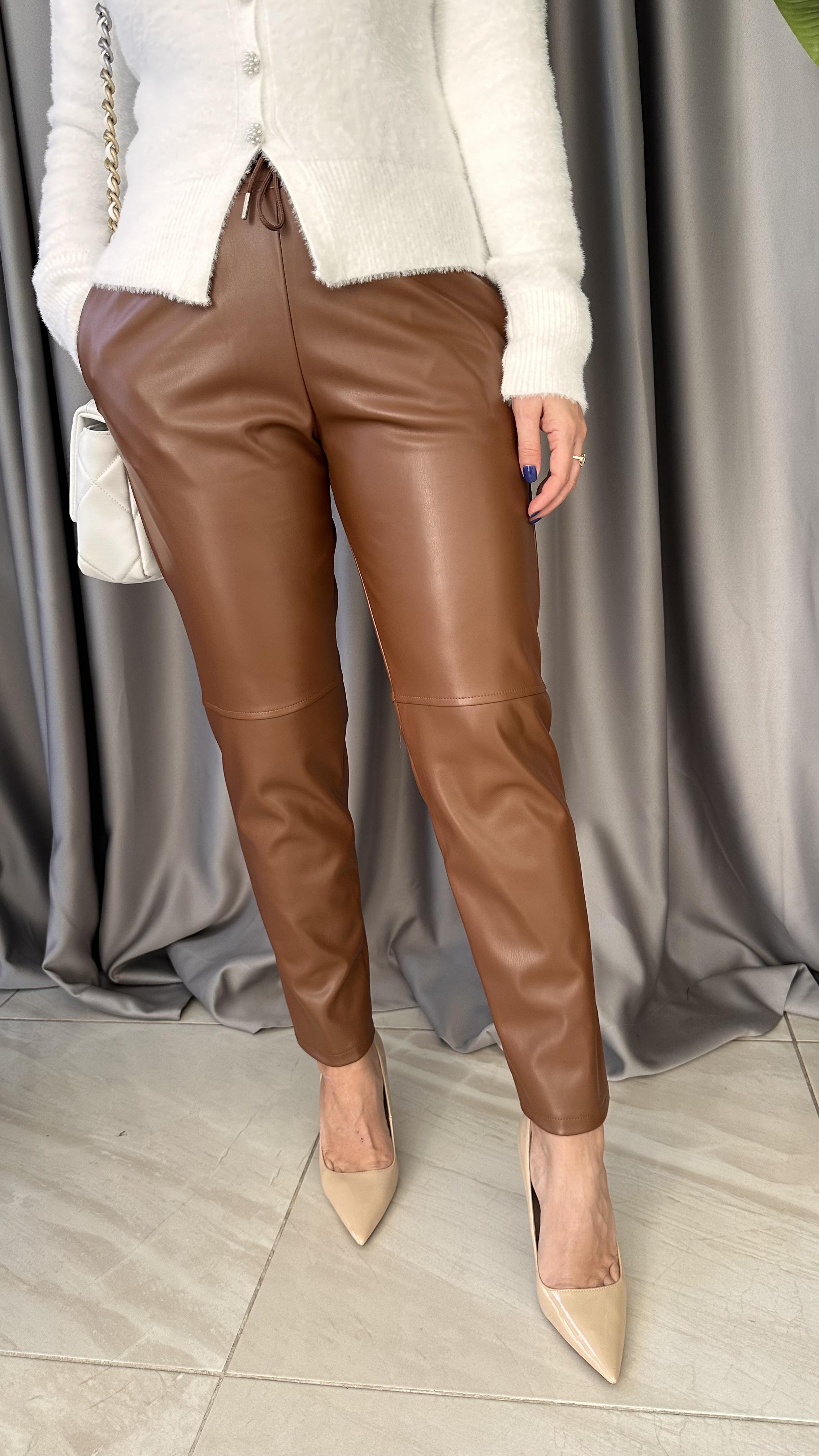 TABA, BELİ LASTİKLİ, İÇİ SÜET, YUMUŞACIK DERİ PANTOLON