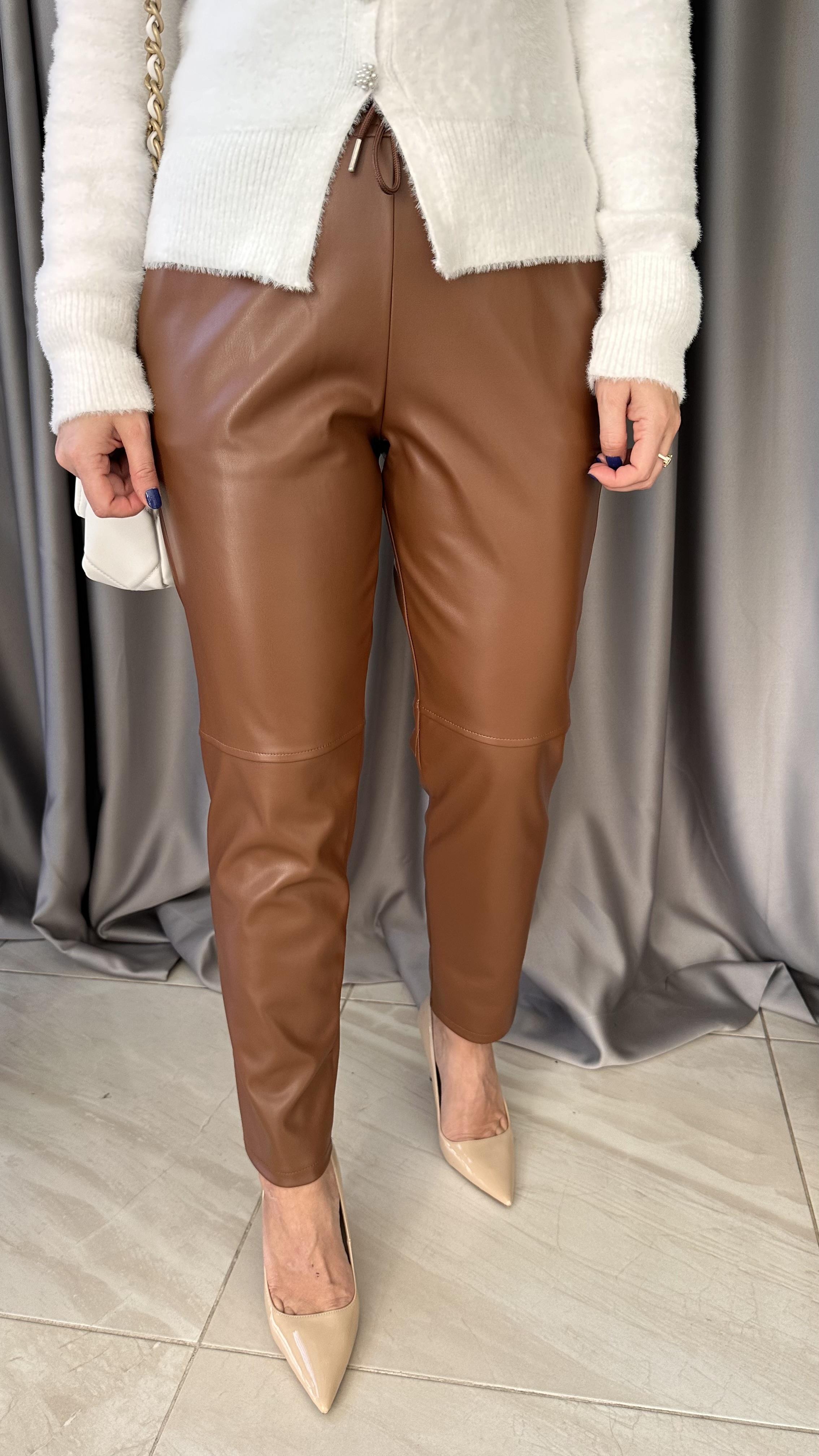 TABA, BELİ LASTİKLİ, İÇİ SÜET, YUMUŞACIK DERİ PANTOLON