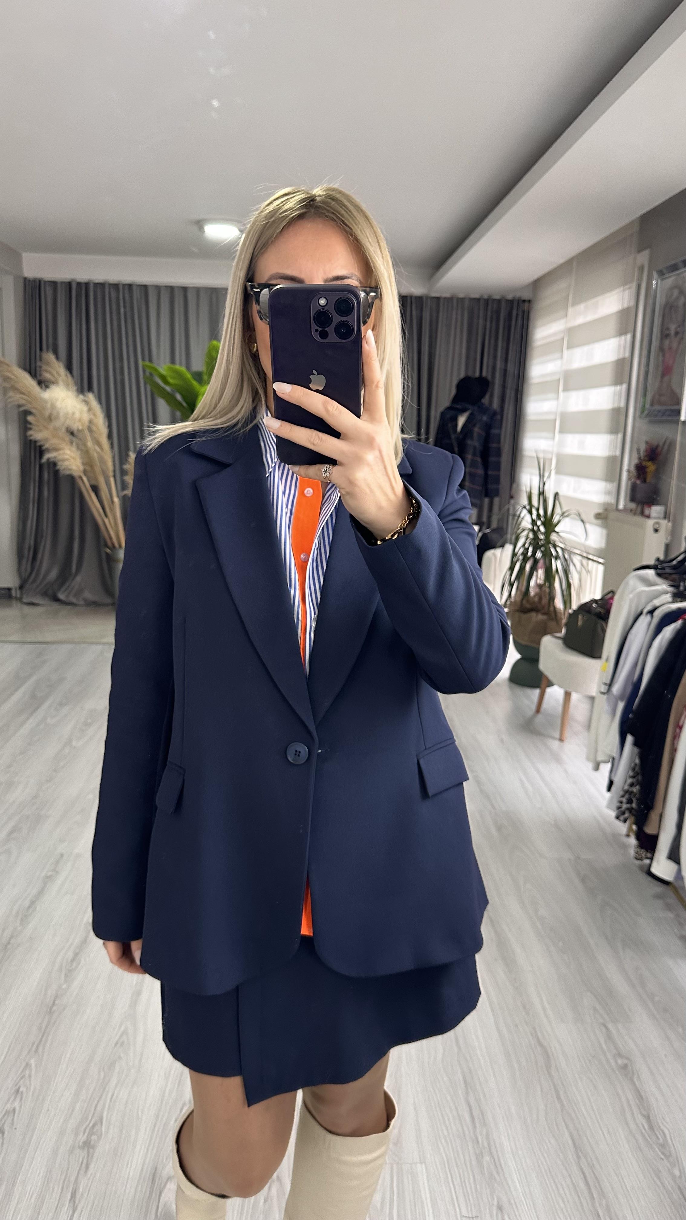 TEK DÜĞMELİ LACİVERT CEKET
