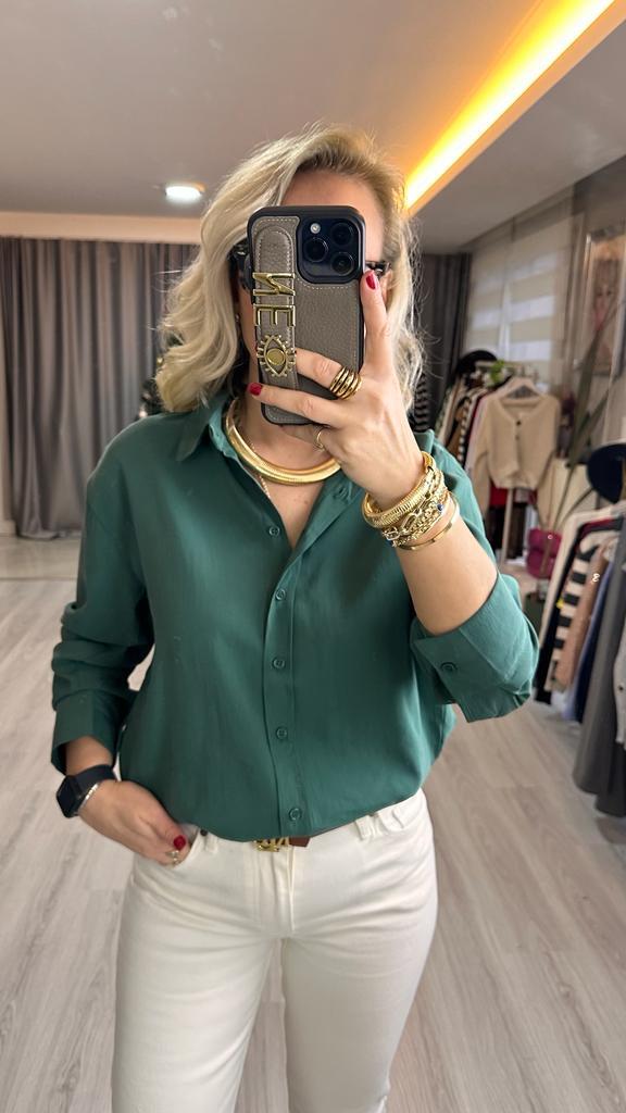 TENCEL ZÜMRÜT YEŞİLİ GÖMLEK