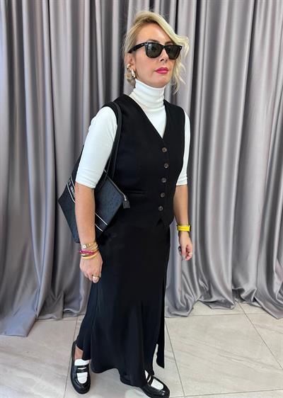  Siyah Kaşe Astarlı Yelek