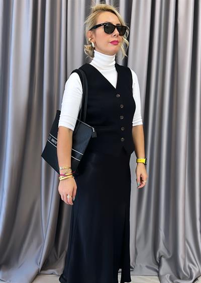  Siyah Kaşe Astarlı Yelek
