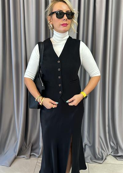  Siyah Kaşe Astarlı Yelek
