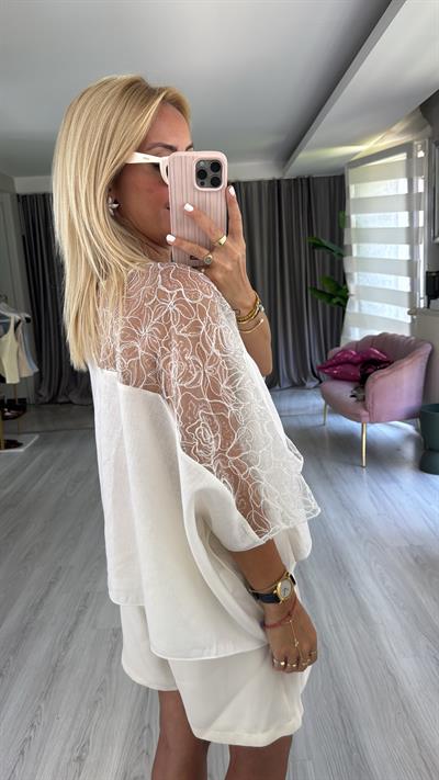 %100 Keten Tasarım Beyaz Gömlek