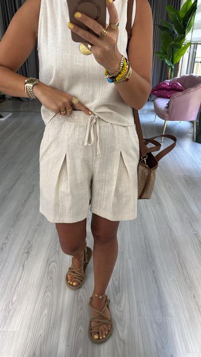 %100 Pamuk Keten Naturel Takım