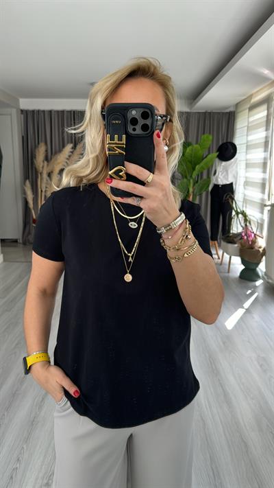 %100 PAMUKLU ARKASI UZUN SİYAH TİŞÖRT