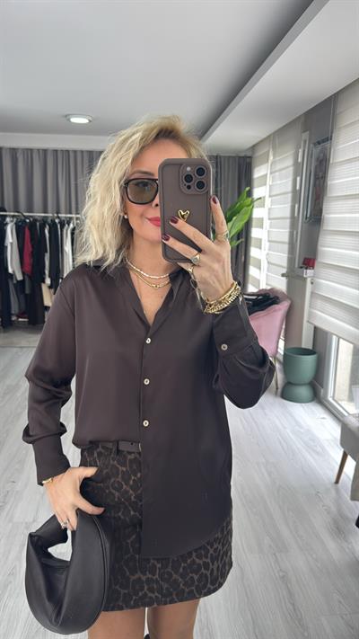 Acı Kahve Saten Gömlek