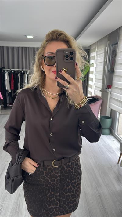 Acı Kahve Saten Gömlek