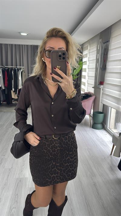 Acı Kahve Saten Gömlek