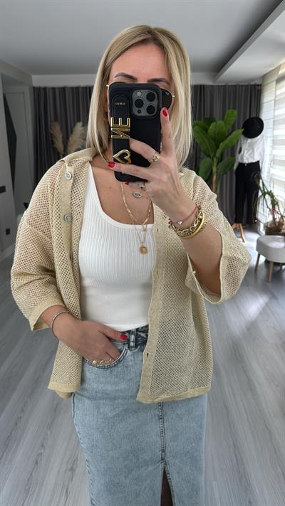 ASKILI FİTİLLİ EKRU CROP