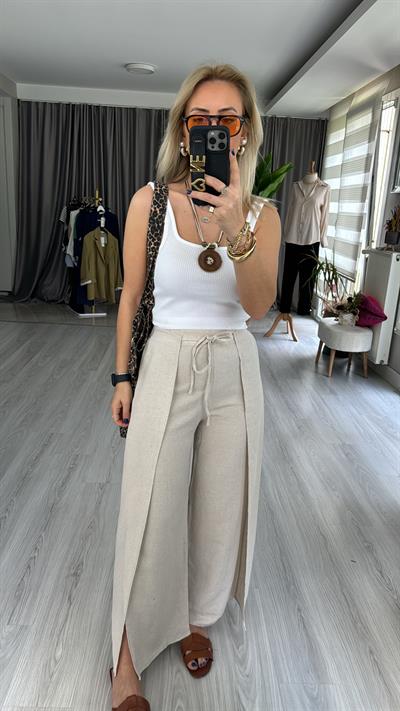 BAĞLAMALI KETEN PANTOLON