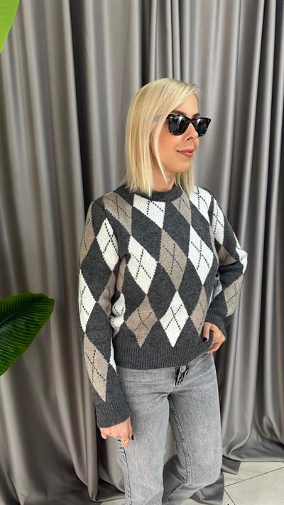 Baklava Desen Füme Triko