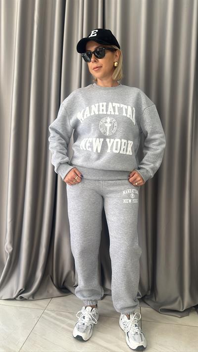 BASKILI, GRİ EŞOFMAN TAKIMI