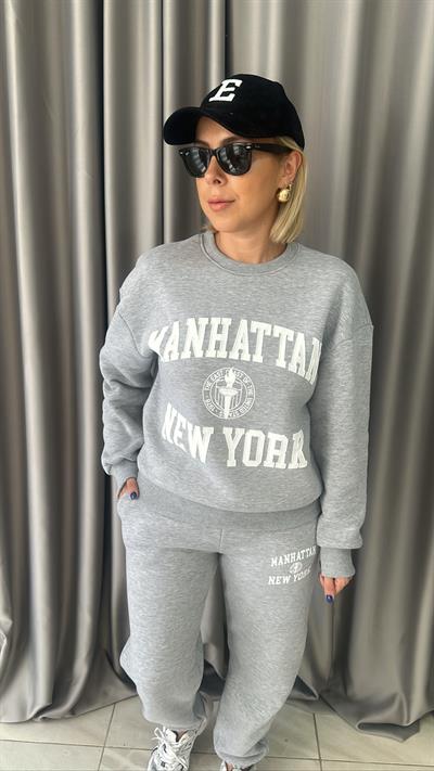 BASKILI, GRİ EŞOFMAN TAKIMI