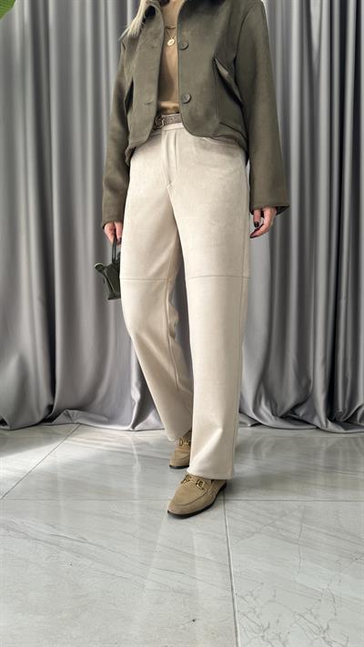 Bej Süet Pantolon