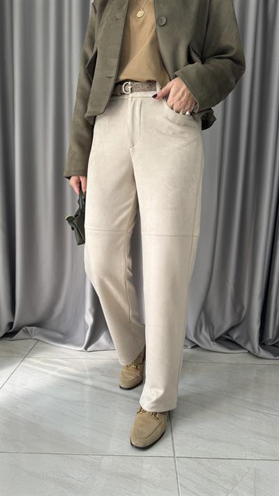 Bej Süet Pantolon