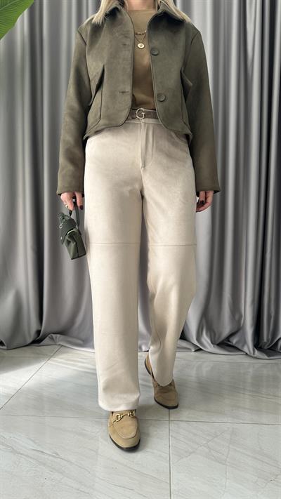 Bej Süet Pantolon