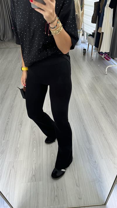 Beli Lastikli, Pamuklu, Toparlayıcı Siyah Tayt Pantolon