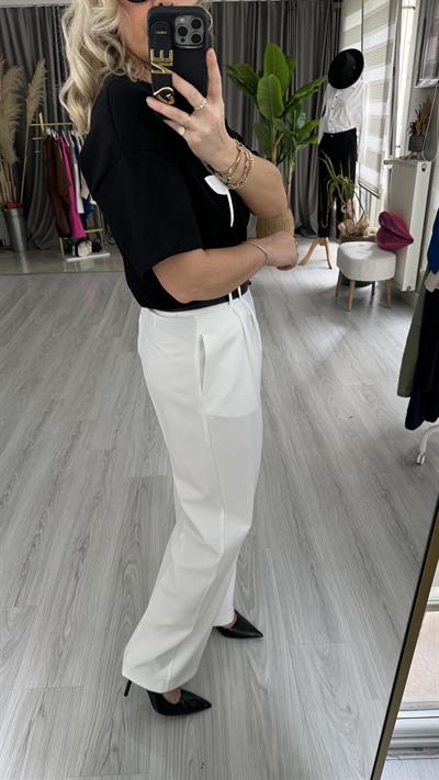 BEYAZ PALAZZO PANTOLON
