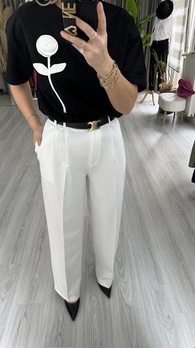 BEYAZ PALAZZO PANTOLON