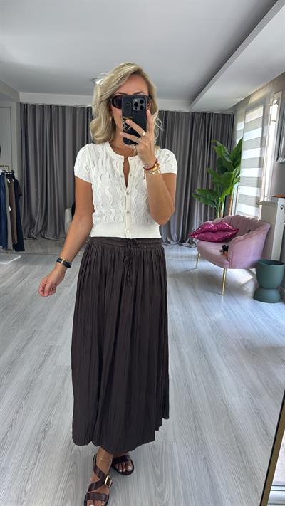 Bisiklet Yaka İnce Dokulu Kısa Kol Beyaz Triko