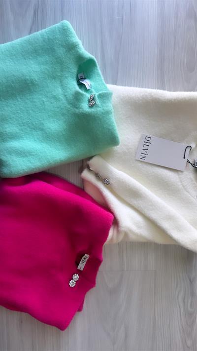 BİSİKLET YAKA KISA KOL DÜĞME DETAYLI SU YEŞİLİ KAZAK