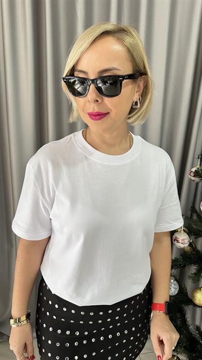 DİLVİN BİSİKLET YAKA TOK DOKUDA BEYAZ TİŞÖRT