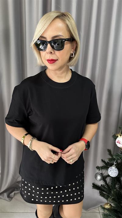 BİSİKLET YAKA TOK DOKUDA SİYAH TİŞÖRT